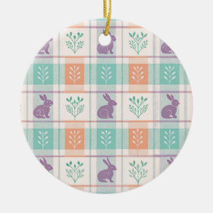 Chequered Plaid Easter Ceramic Ornament