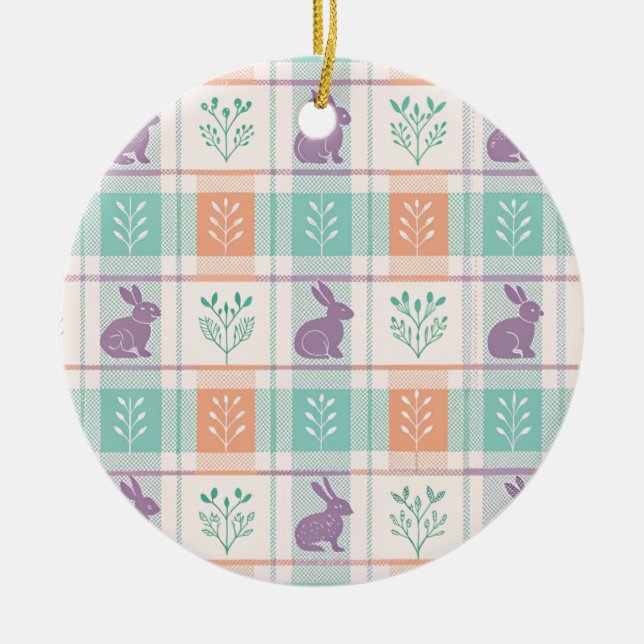 Chequered Plaid Easter   Ceramic Ornament (Front)