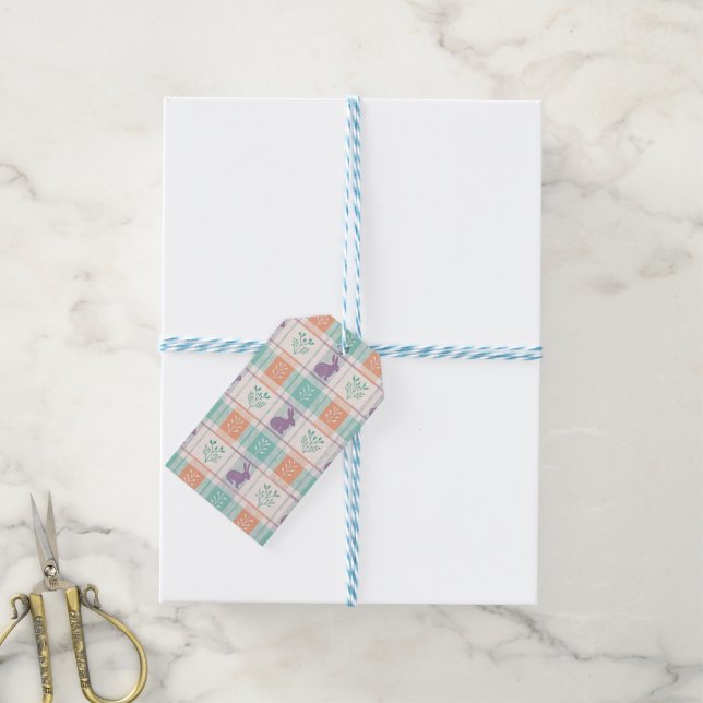 Chequered Plaid Easter   Gift Tags (With Twine)
