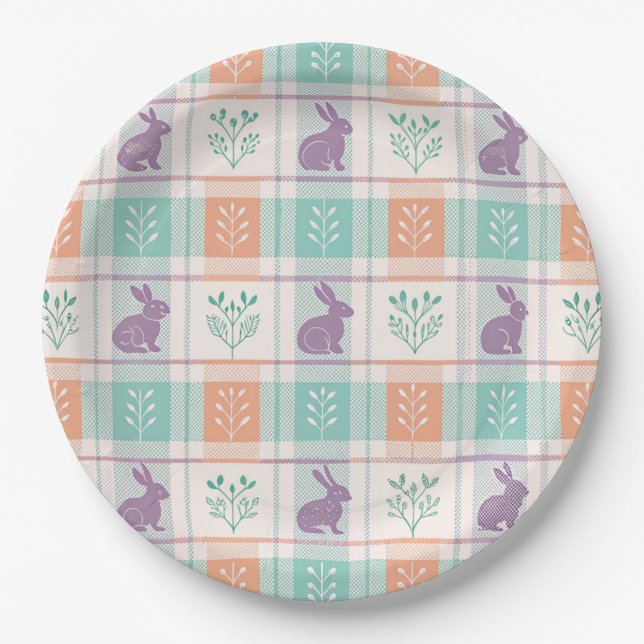 Chequered Plaid Easter   Paper Plate (Front)