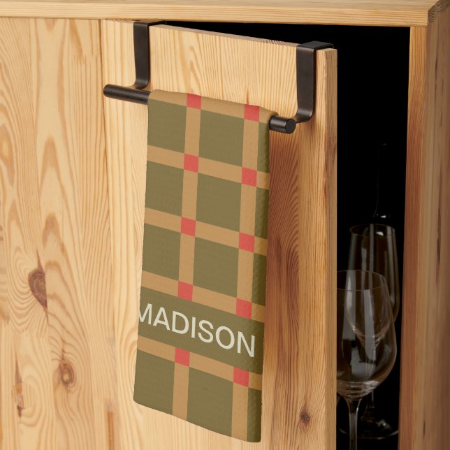 Chequered Plaid Personalized Pattern Kitchen Towel (Thirds Fold)