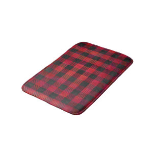 Chequered Plaid Red and Black Bath Mat