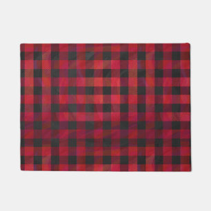 Chequered Plaid Red and Black Doormat