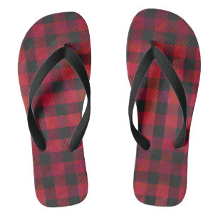 Chequered Plaid Red and Black Flip Flops