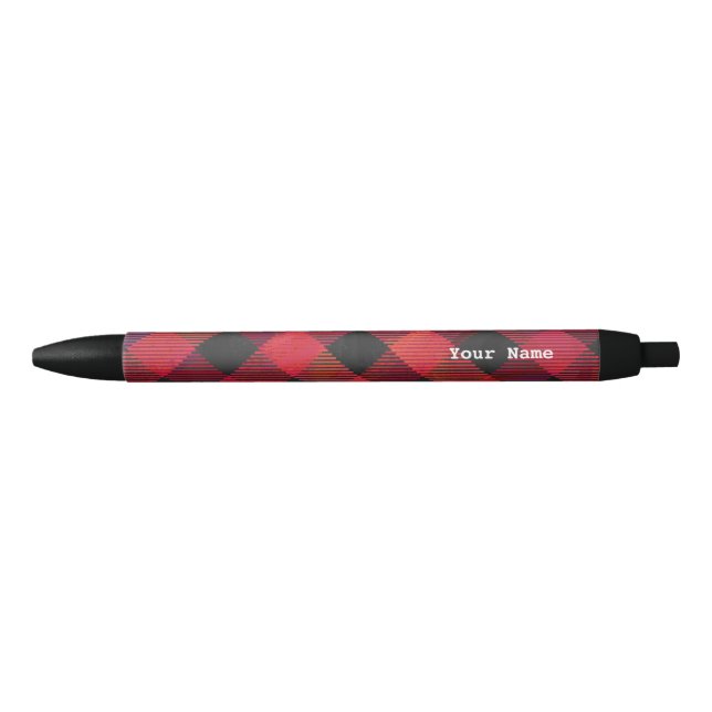 Chequered Plaid Red and Black Ink Pen (Front)