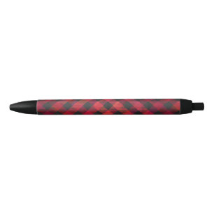Chequered Plaid Red and Black Ink Pen