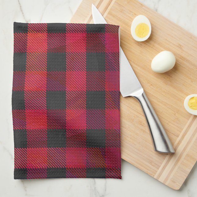Chequered Plaid Red and Black Kitchen Towel (Quarter Fold)