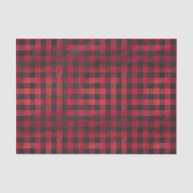 Chequered Plaid Red and Black Tissue Paper (Front)