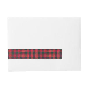 Chequered Plaid Red and Black Wraparound Address Label