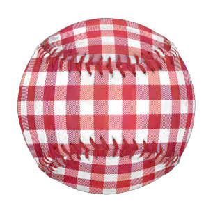 Chequered Plaid Red and White Baseball