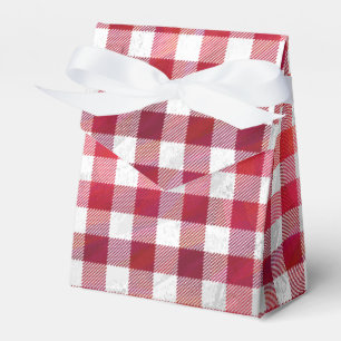 Chequered Plaid Red and White Favor Box