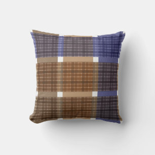 Chequered plaid tartan brown violet retro colours  throw pillow