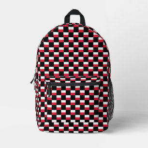 Chequered Poland Flag Pattern Printed Backpack