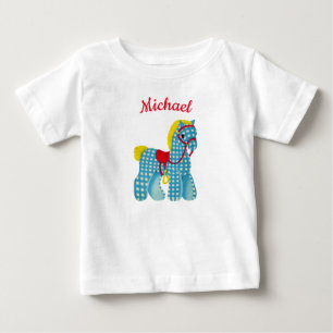 Chequered Pony Western theme personalized name Baby T-Shirt