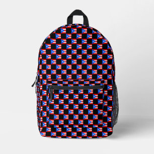Chequered Puerto Rico Flag Pattern  Printed Backpack