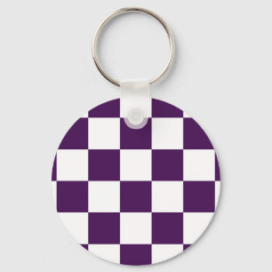 Chequered Purple and White Keychain