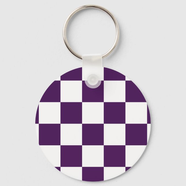 Chequered Purple and White Keychain (Front)