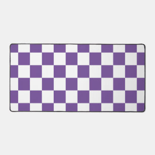 Chequered Purple and White Retro Desk Mat