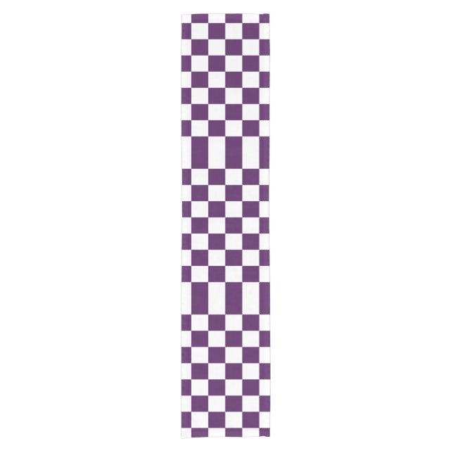 Chequered Purple and White Table Runner (Front)
