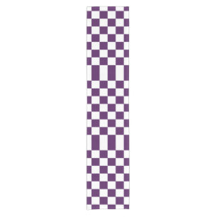 Chequered Purple and White Table Runner