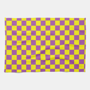 Chequered Purple and Yellow Kitchen Towel