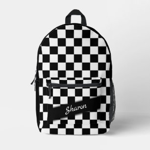 Chequered Race Flag Personal Printed Backpack