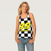 Chequered race flag racerback tank top for women (Front Full)