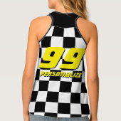Chequered race flag racerback tank top for women (Back)