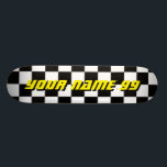 Chequered racing flag custom name skateboard deck<br><div class="desc">Chequered racing flag custom name skateboard deck . Cool wooden skate board design for boys and girls. Fun Birthday gift idea for kids. Personalize with your own unique name, funny quote or monogram letters. Unique Birthday gift idea for skater son, grandson, nephew, cousin, daughter, sister, brother, friends, boyfriend, girlfriend etc....</div>