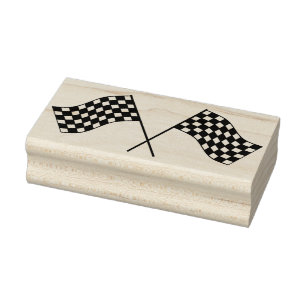 chequered racing flags art stamp