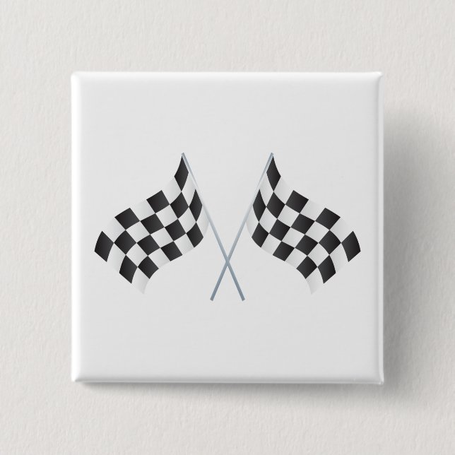 chequered racing flags graphic 2 inch square button (Front)