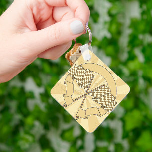 Chequered Racing Flags Motorsport Finish Line Keychain