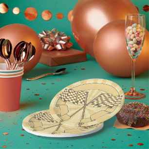 Chequered Racing Flags Paper Plates