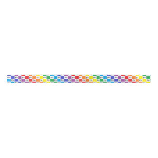 Chequered Rainbow and Musical Notes Satin Ribbon