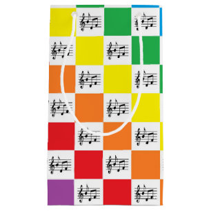 Chequered Rainbow and Musical Notes Small Gift Bag