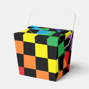 Chequered Rainbow Black Favor Box