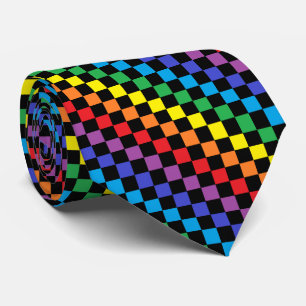 Chequered Rainbow Black Tie