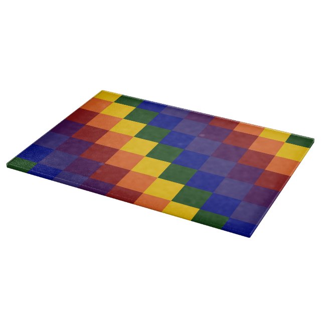 Chequered Rainbow Cutting Board (Corner)