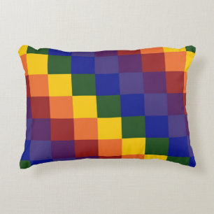Chequered Rainbow Decorative Pillow