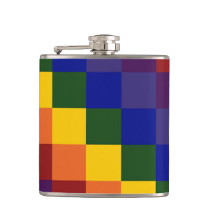 Chequered Rainbow Hip Flask