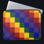 Chequered Rainbow Laptop Sleeve<br><div class="desc">Celebrate your Pride, support, or love of colour with this cool chequered rainbow pattern. Each row of rainbow coloured squares shifts one square to the right to create a colourful chequered pattern. The squares of red, orange, yellow, green, blue, indigo, and violet form a sequence of diagonal stepped stripes. Digitally...</div>