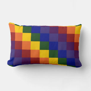 Chequered Rainbow Lumbar Pillow
