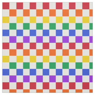 Chequered Rainbow Plaid Colourful Fabric