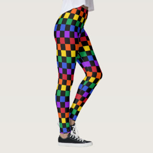 Chequered Rainbow Plaid Colourful Leggings