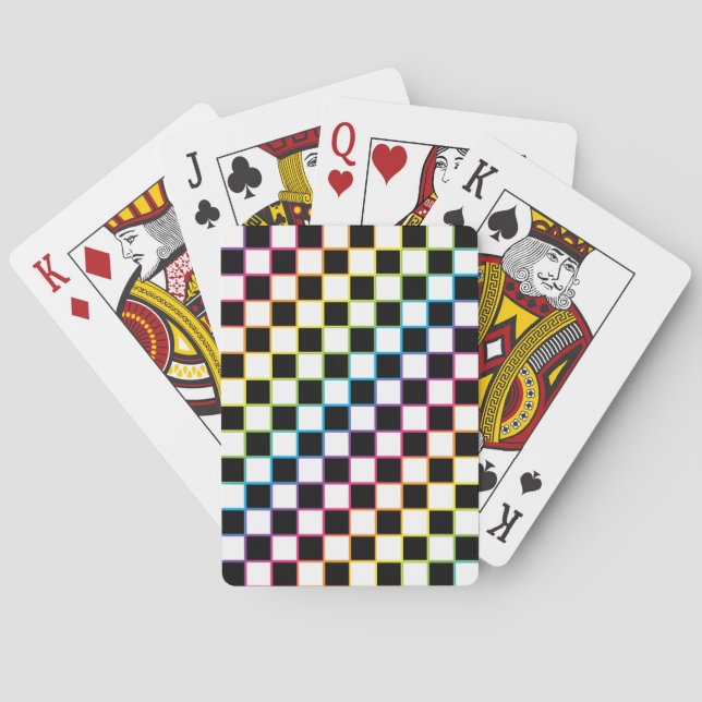 Chequered Rainbow white  Playing Cards (Back)