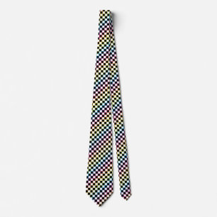 Chequered Rainbow white Tie