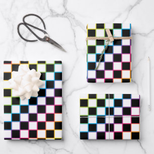 Chequered Rainbow white Wrapping Paper Sheet