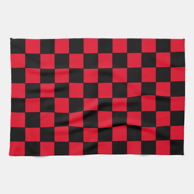 Chequered Red  and Black  Kitchen Towel (Horizontal)