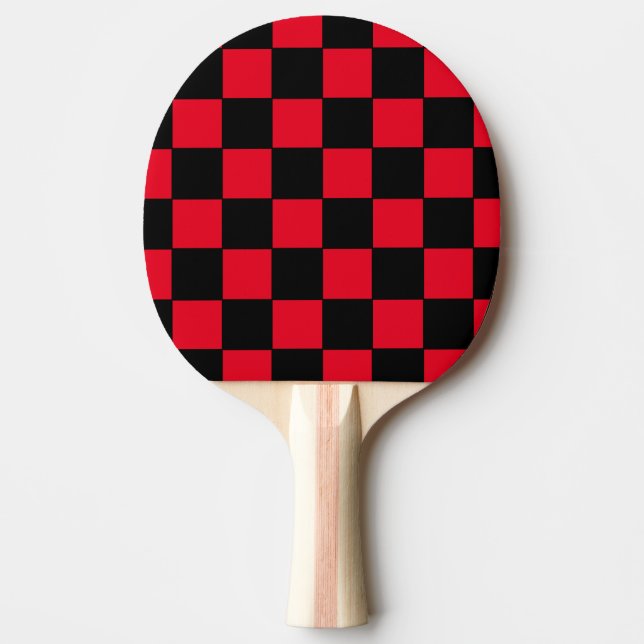 Chequered Red and Black  Ping Pong Paddle (Front)