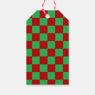Chequered Red and Green  Gift Tags